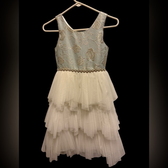 American princess Elegant Layered Dress with Floral Embroidery for girl size 10 - Picture 1 of 9